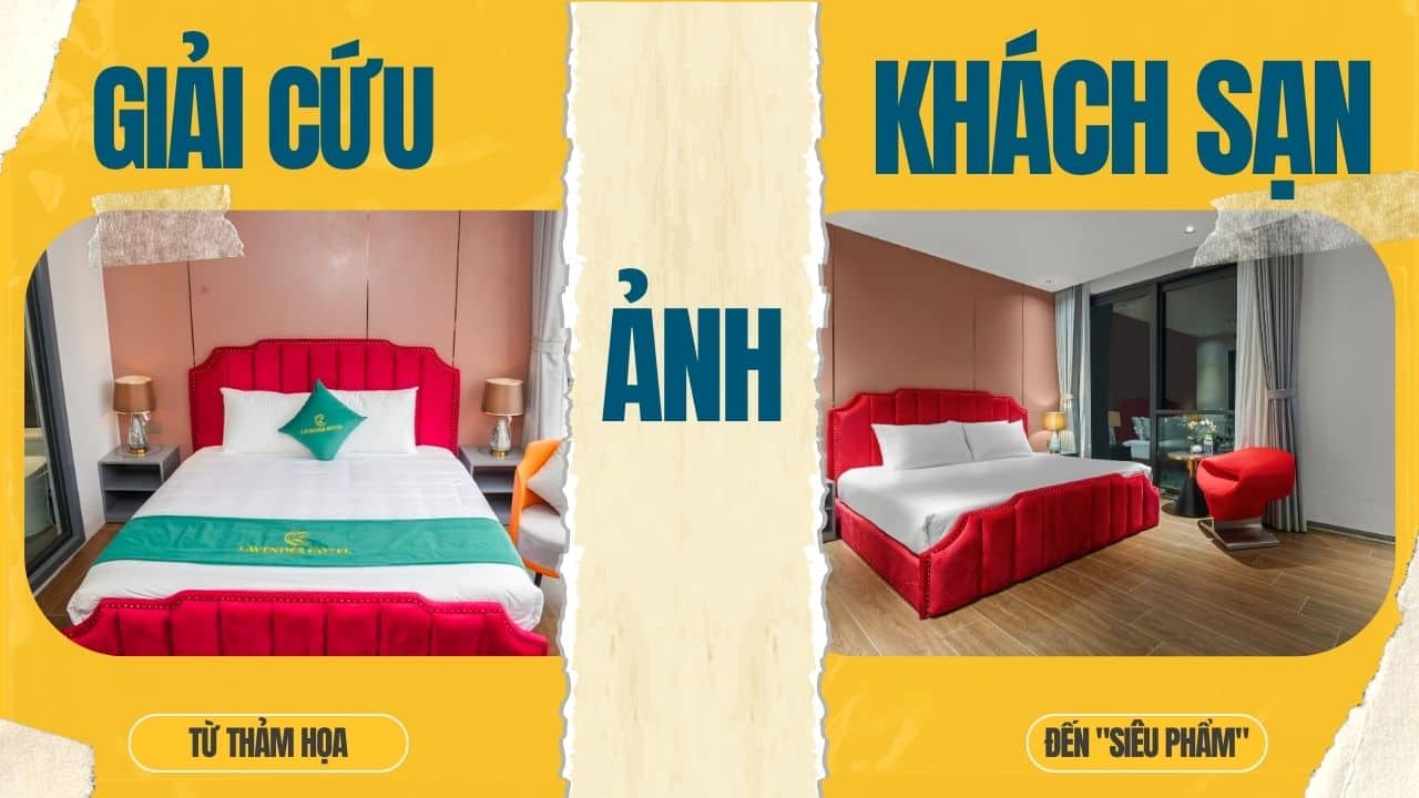 Khung cảnh phòng khách sạn gọn gàng, sẵn sàng để chụp ảnh.