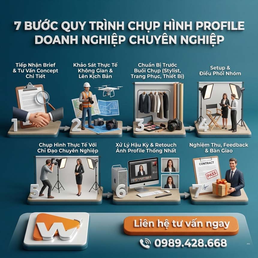 7 bước quy trình chụp ảnh profile công ty — Media WinWin Hà Nội