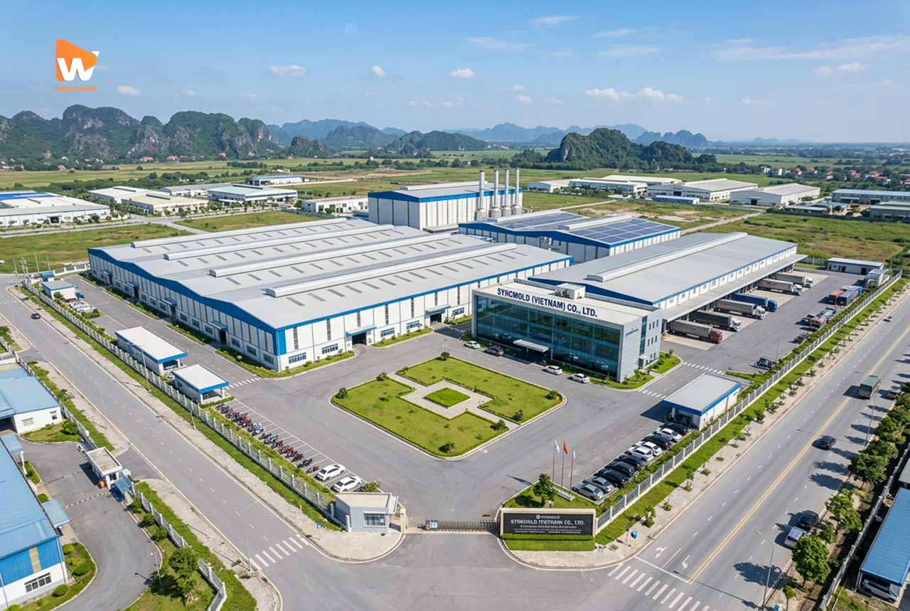 Flycam toàn cảnh nhà máy Syncmold tại khu công nghiệp Đồng Văn IV, Kim Bảng, Hà Nam, chụp ảnh nhà máy ở tỉnh xa hà nội | Media WinWin