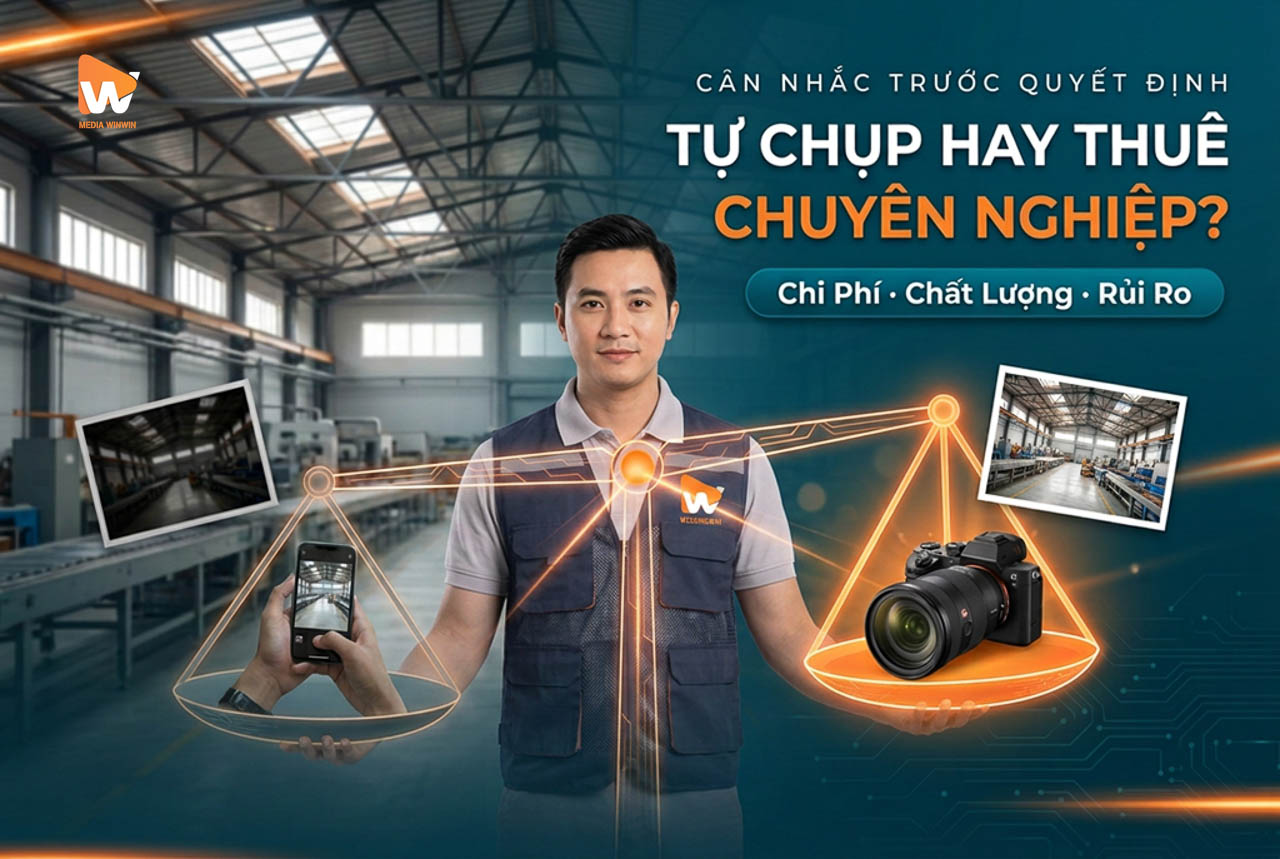 So sánh cân nhắc nên tự chụp ảnh nhà máy hay thuê dịch vụ chụp ảnh chuyên nghiệp tại Media WinWin