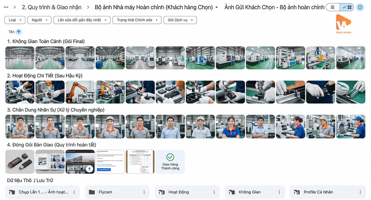 Bộ ảnh nhà máy hoàn chỉnh sau hậu kỳ, đóng gói bàn giao cho khách hàng, quy trình chụp ảnh nhà máy chuyên nghiệp | Media WinWin