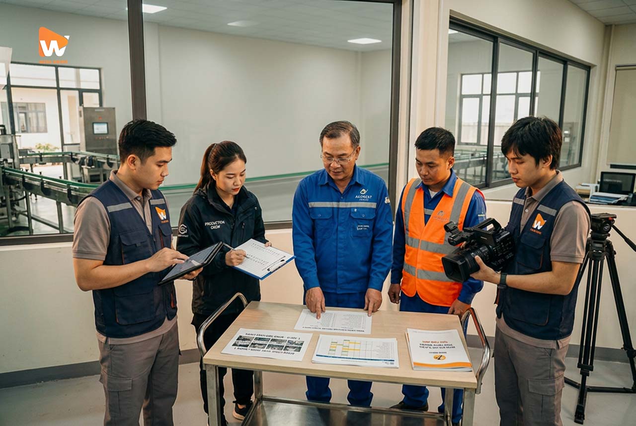 Ekip Media WinWin khảo sát hiện trường cùng đại diện nhà máy trước buổi chụp, trao đổi hạng, sai lầm khi chụp ảnh nhà xưởng | Media WinWin