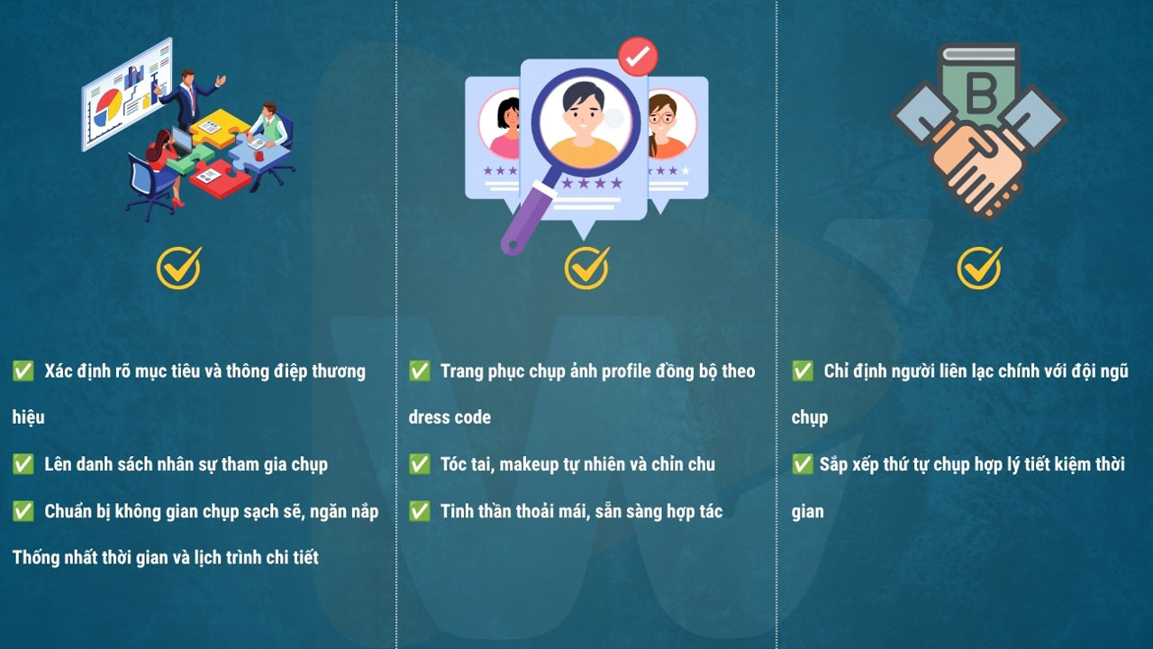 checklist cần chuẩn bị trước khi chụp ảnh profile doanh nghiệp