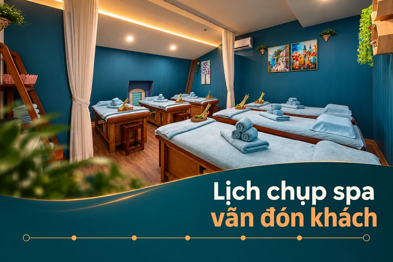 Banner thiết kế lịch chụp spa trong lúc cơ sở vẫn đón khách