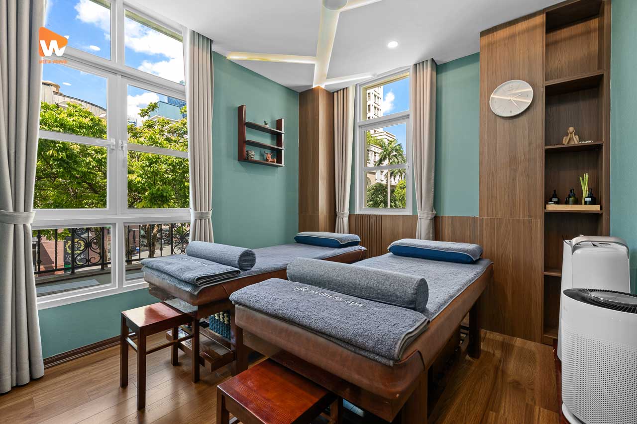 Phòng trị liệu tông xanh dương tại ON Wellness Spa