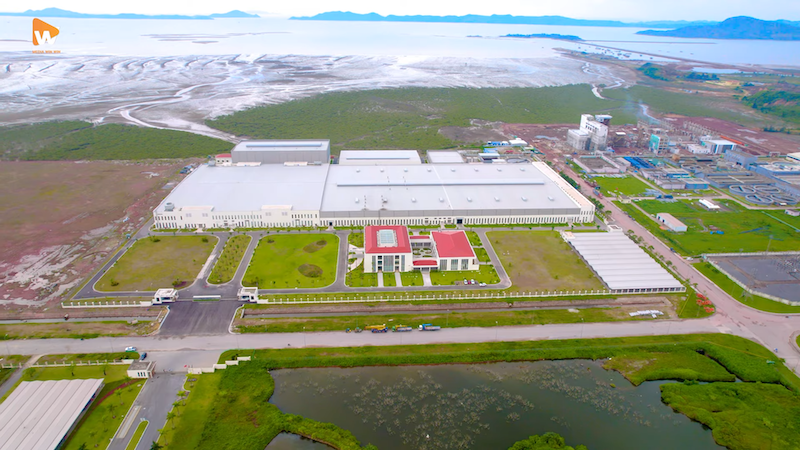 Toàn cảnh nhà máy Kim Dệt Việt Nam chụp từ flycam, thể hiện quy mô lớn và vị trí thuận lợi trong khu công nghiệp