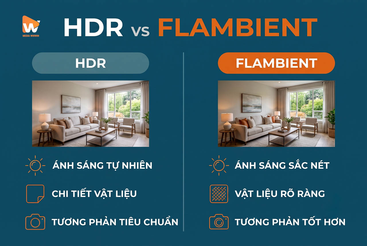 So sánh 2 kỹ thuật chụp HDR và Flambient trong chụp ảnh nội thất · Media WinWin