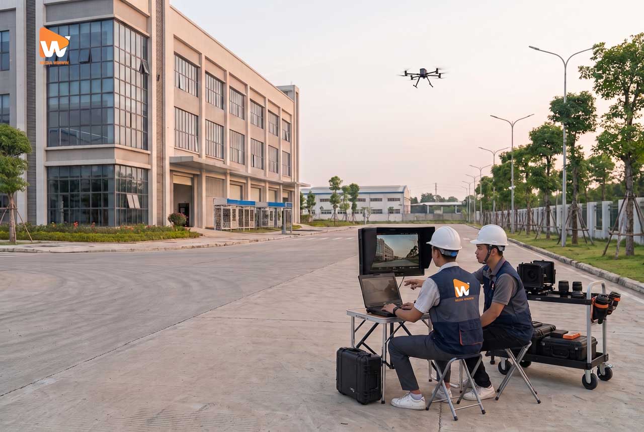 Ekip Media WinWin đang tác nghiệp tại công trường đã hoàn thiện | Media WinWin