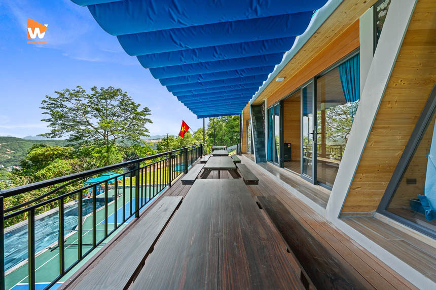 Chụp ảnh homestay Fresh Home Hòa Bình — khu tiệc nướng ngoài trời