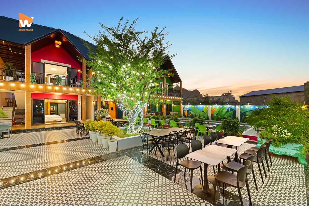 Chụp ảnh homestay Kangaroo Cát Bà — cảnh quan chụp vào giờ lên đèn