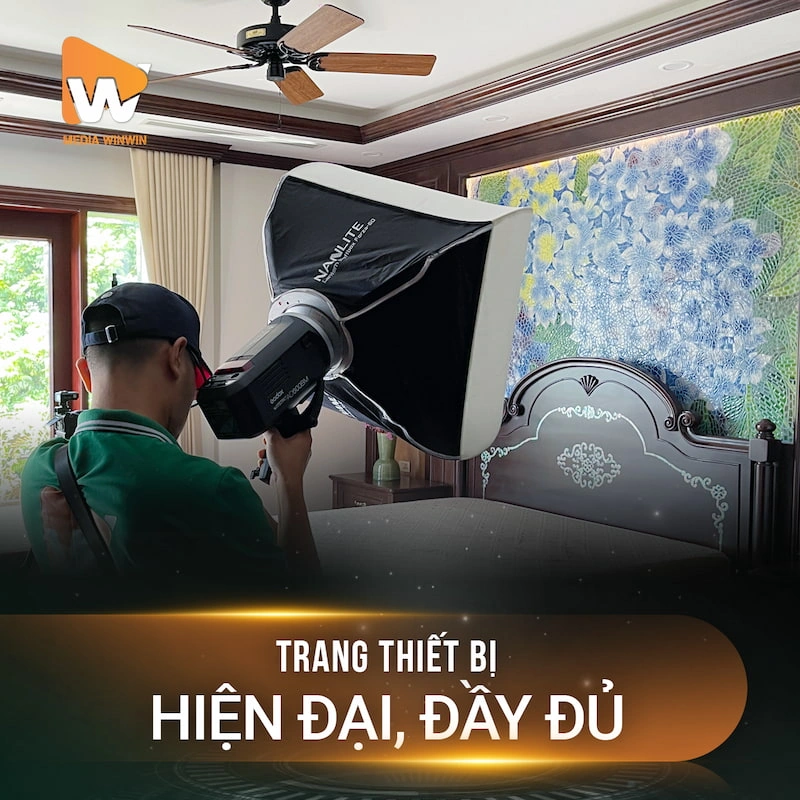Trang thiết bị quay phim, chụp ảnh nội thất đẹp tại Media Win Win luôn được đầu tư hiện đại, đầy đủ