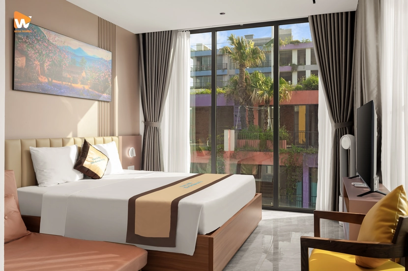 Hình ảnh phòng ngủ sang trọng tại Villa Khue Le Bleu - một thách thức cho dịch vụ chụp ảnh resort đẹp.